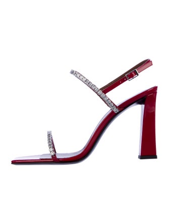 Giuseppe Zanotti Patent Leather Crystal Embellishments Slingback Sandals