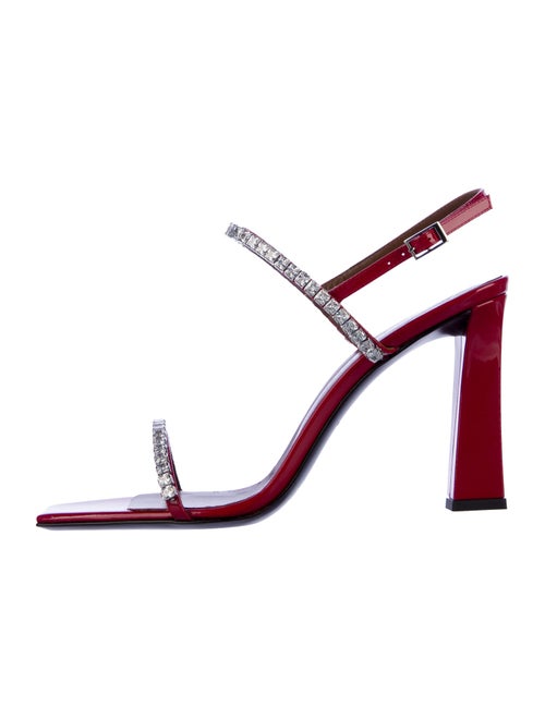 Giuseppe Zanotti Patent Leather Crystal Embellishments Slingback Sandals