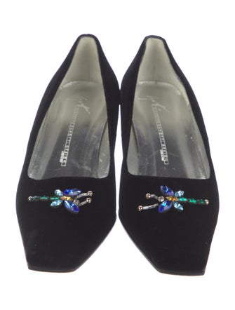 Giuseppe Zanotti Velvet Crystal Embellishments Pumps