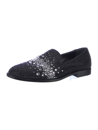 Giuseppe Zanotti Mesh Crystal Embellishments Loafers