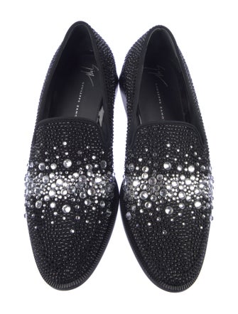 Giuseppe Zanotti Mesh Crystal Embellishments Loafers