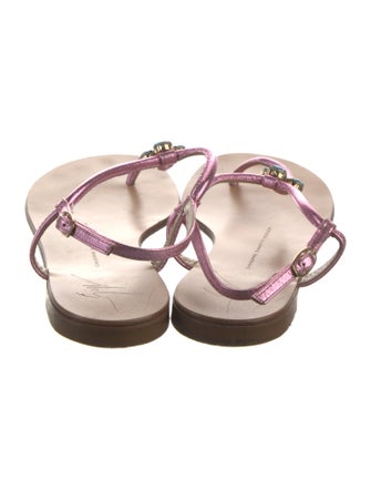 Giuseppe Zanotti Leather Floral Print T-Strap Sandals