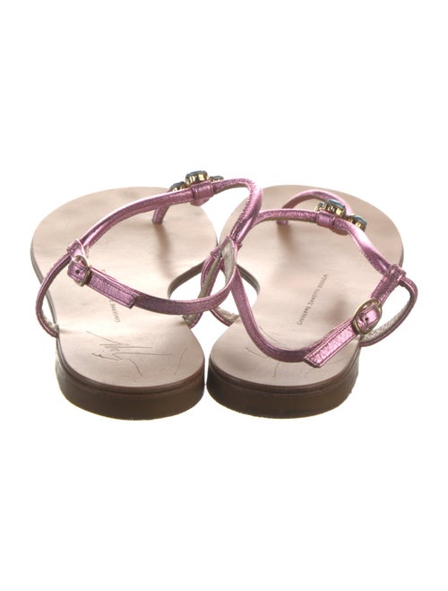 Giuseppe Zanotti Leather Floral Print T-Strap Sandals