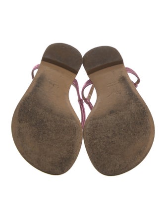 Giuseppe Zanotti Leather Floral Print T-Strap Sandals