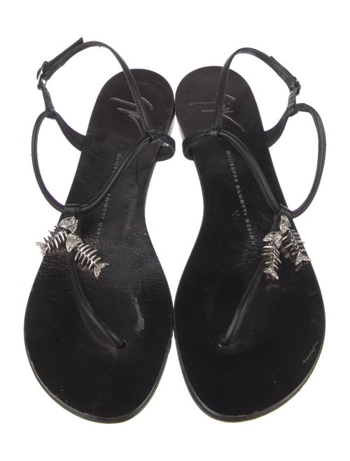 Giuseppe Zanotti Leather Crystal Embellishments T-Strap Sandals