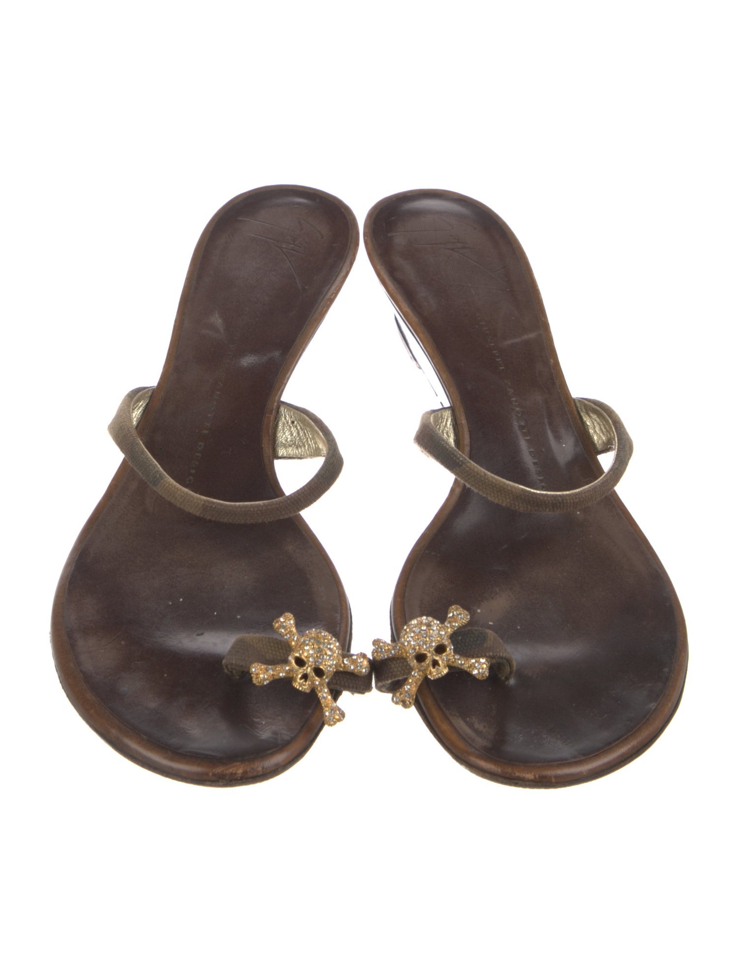 Giuseppe Zanotti Leather Crystal Embellishments Slides