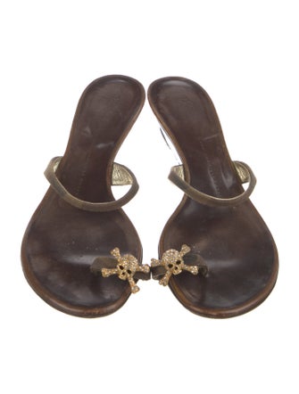 Giuseppe Zanotti Leather Crystal Embellishments Slides