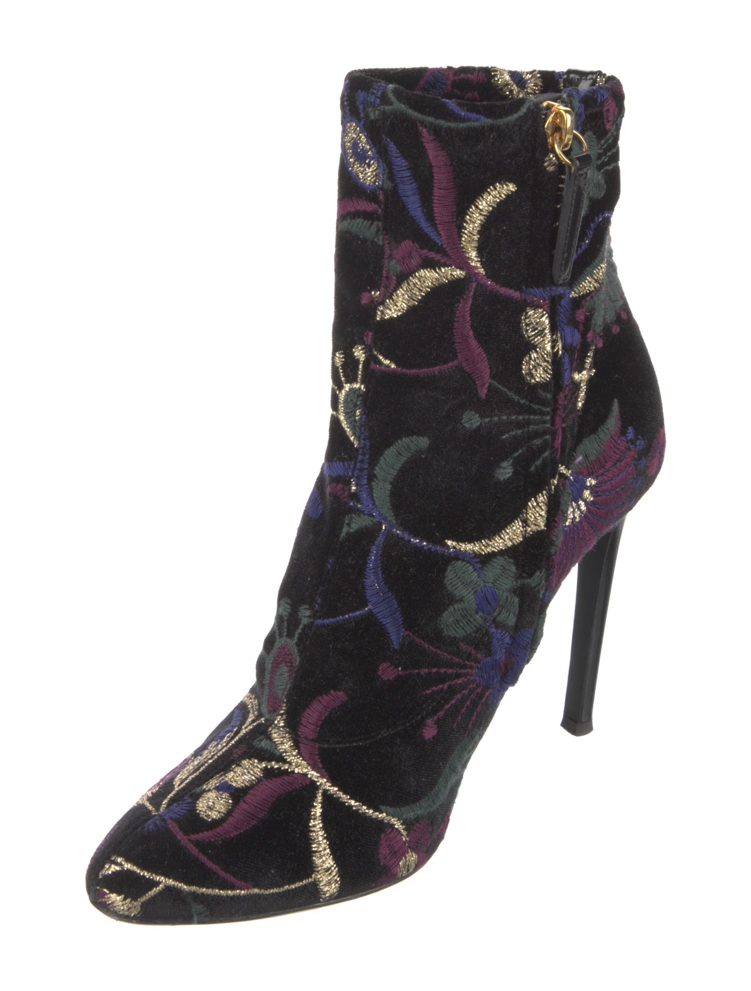 Giuseppe Zanotti Velvet Floral Print Boots