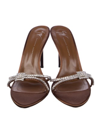 Giuseppe Zanotti Leather Crystal Embellishments Slides