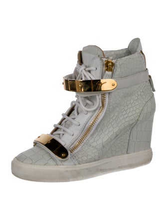 Giuseppe Zanotti Leather Printed Wedge Sneakers