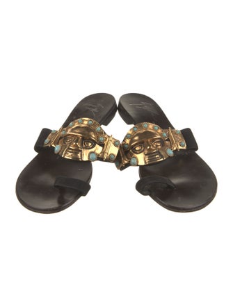 Giuseppe Zanotti Suede Crystal Embellishments Slides