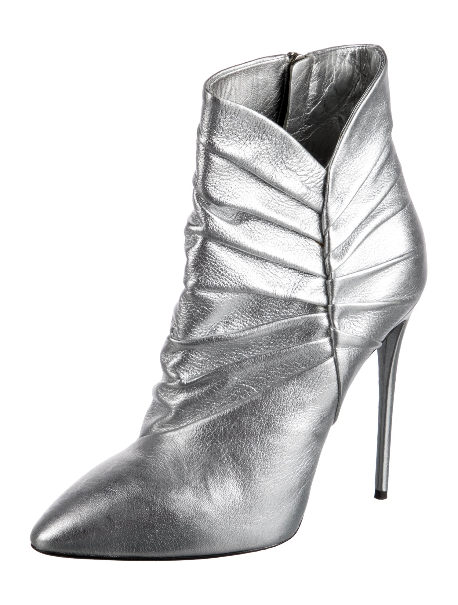 Giuseppe Zanotti Leather Pleated Accents Boots