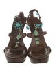 Giuseppe Zanotti Leather Beaded Accents T-Strap Sandals