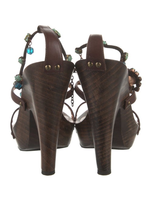 Giuseppe Zanotti Leather Beaded Accents T-Strap Sandals