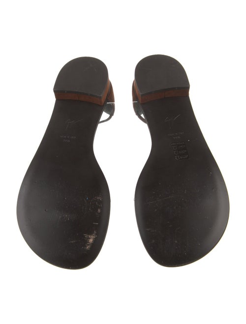 Giuseppe Zanotti Suede Crystal Embellishments T-Strap Sandals