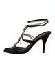 Giuseppe Zanotti Satin Crystal Embellishments T-Strap Sandals