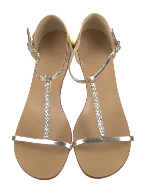 Giuseppe Zanotti Leather Crystal Embellishments T-Strap Sandals