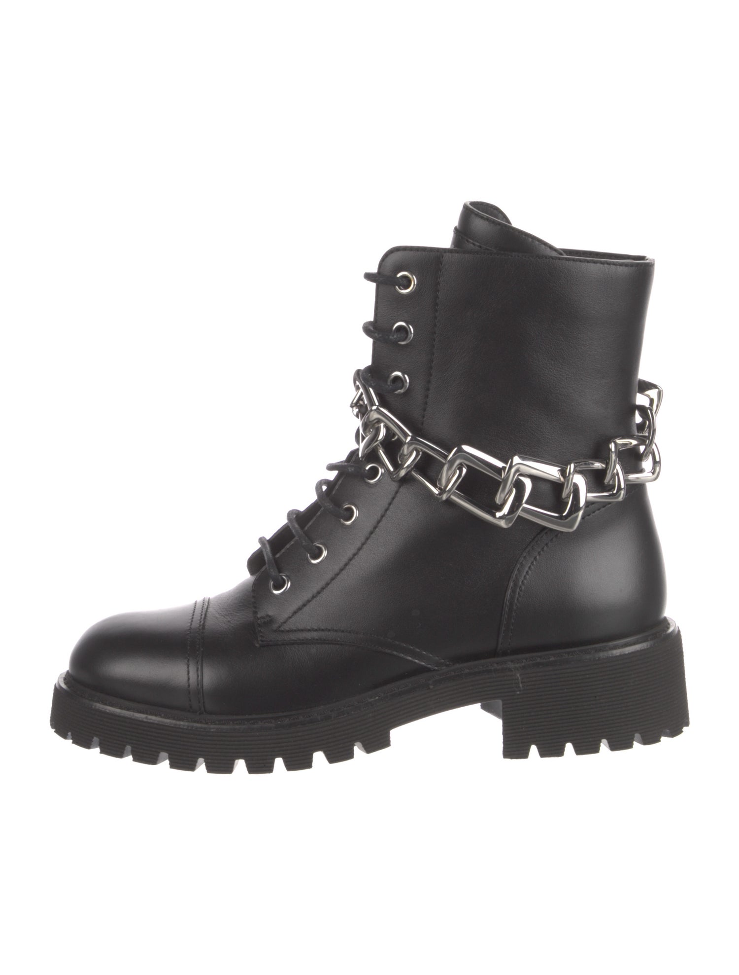 Giuseppe Zanotti Leather Chain-Link Accents Combat Boots