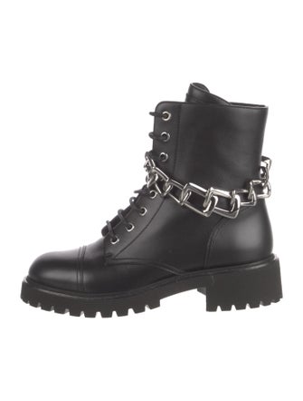 Giuseppe Zanotti Leather Chain-Link Accents Combat Boots