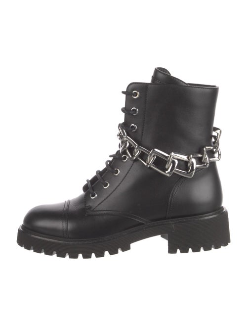 Giuseppe Zanotti Leather Chain-Link Accents Combat Boots