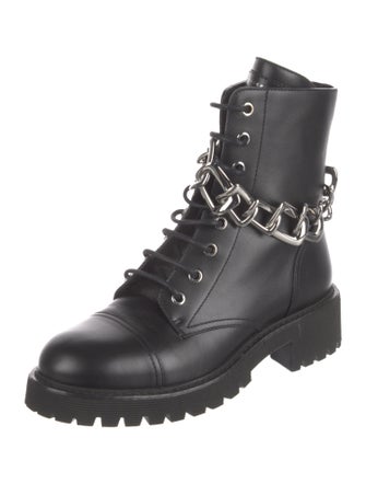 Giuseppe Zanotti Leather Chain-Link Accents Combat Boots