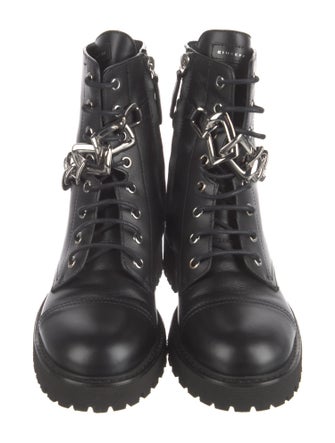 Giuseppe Zanotti Leather Chain-Link Accents Combat Boots