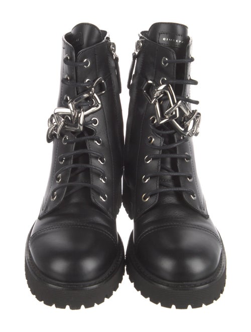 Giuseppe Zanotti Leather Chain-Link Accents Combat Boots