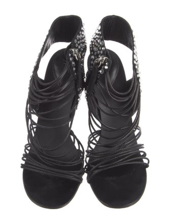 Giuseppe Zanotti Leather Crystal Embellishments Gladiator Sandals