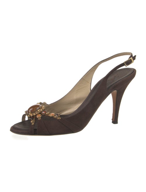 Giuseppe Zanotti Leather Crystal Embellishments Slingback Sandals