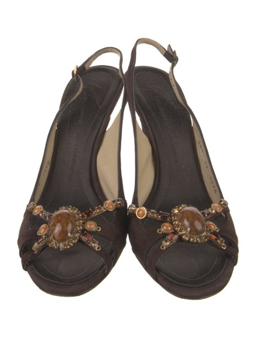 Giuseppe Zanotti Leather Crystal Embellishments Slingback Sandals