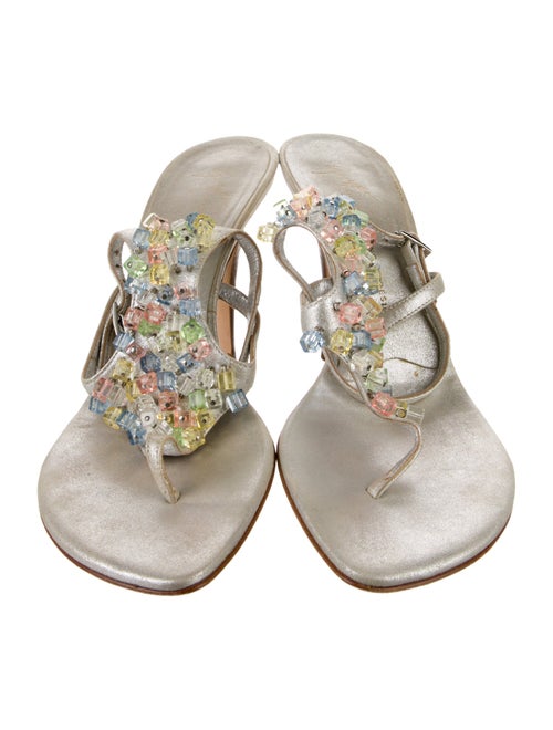 Giuseppe Zanotti Leather Beaded Accents Sandals