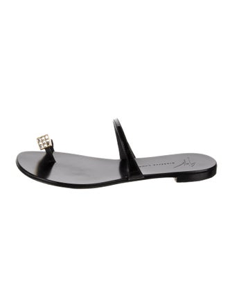 Giuseppe Zanotti Patent Leather Crystal Embellishments Slides