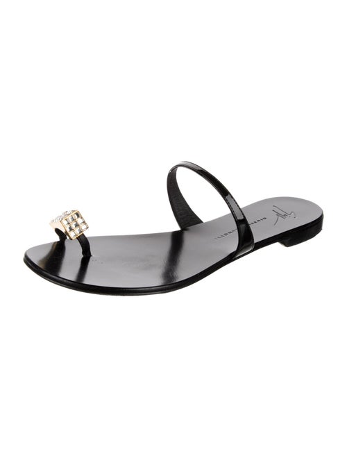 Giuseppe Zanotti Patent Leather Crystal Embellishments Slides