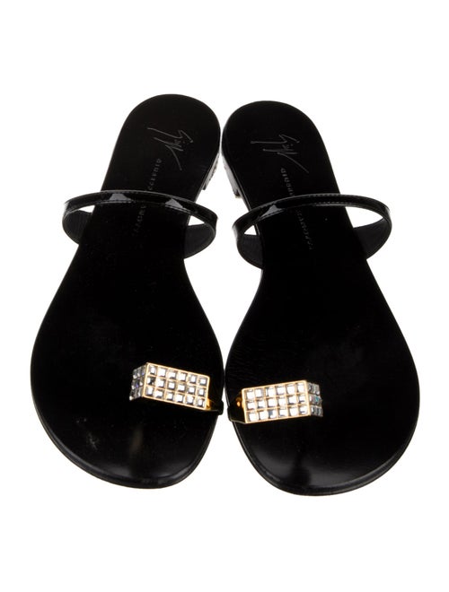 Giuseppe Zanotti Patent Leather Crystal Embellishments Slides