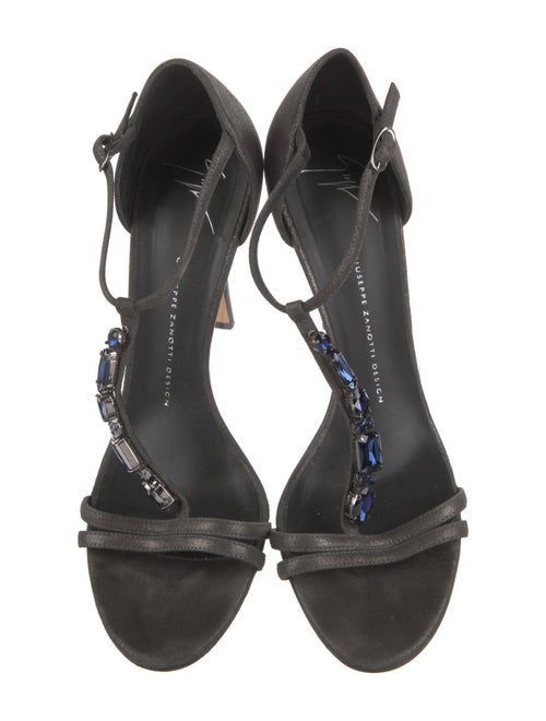 Giuseppe Zanotti Suede Crystal Embellishments T-Strap Sandals