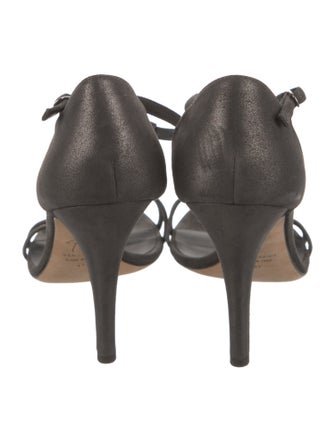 Giuseppe Zanotti Suede Crystal Embellishments T-Strap Sandals