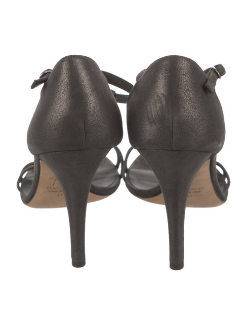 Giuseppe Zanotti Suede Crystal Embellishments T-Strap Sandals