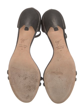 Giuseppe Zanotti Suede Crystal Embellishments T-Strap Sandals