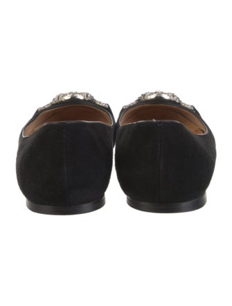 Giuseppe Zanotti Suede Crystal Embellishments Ballet Flats