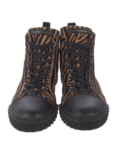Giuseppe Zanotti Leather Animal Print Lace-Up Boots