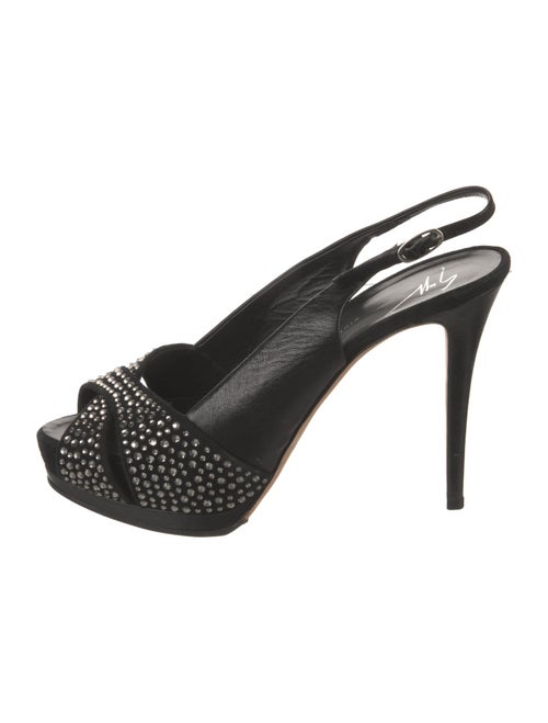 Giuseppe Zanotti Leather Crystal Embellishments Slingback Sandals