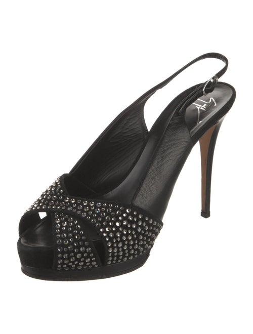 Giuseppe Zanotti Leather Crystal Embellishments Slingback Sandals