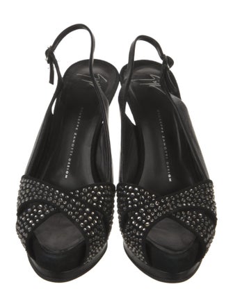 Giuseppe Zanotti Leather Crystal Embellishments Slingback Sandals