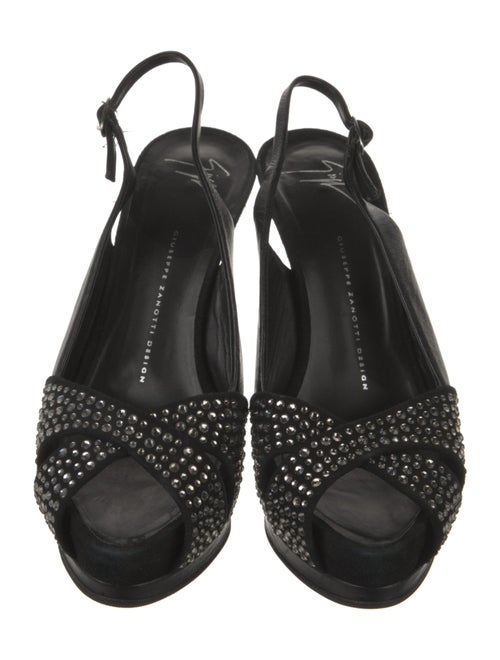 Giuseppe Zanotti Leather Crystal Embellishments Slingback Sandals