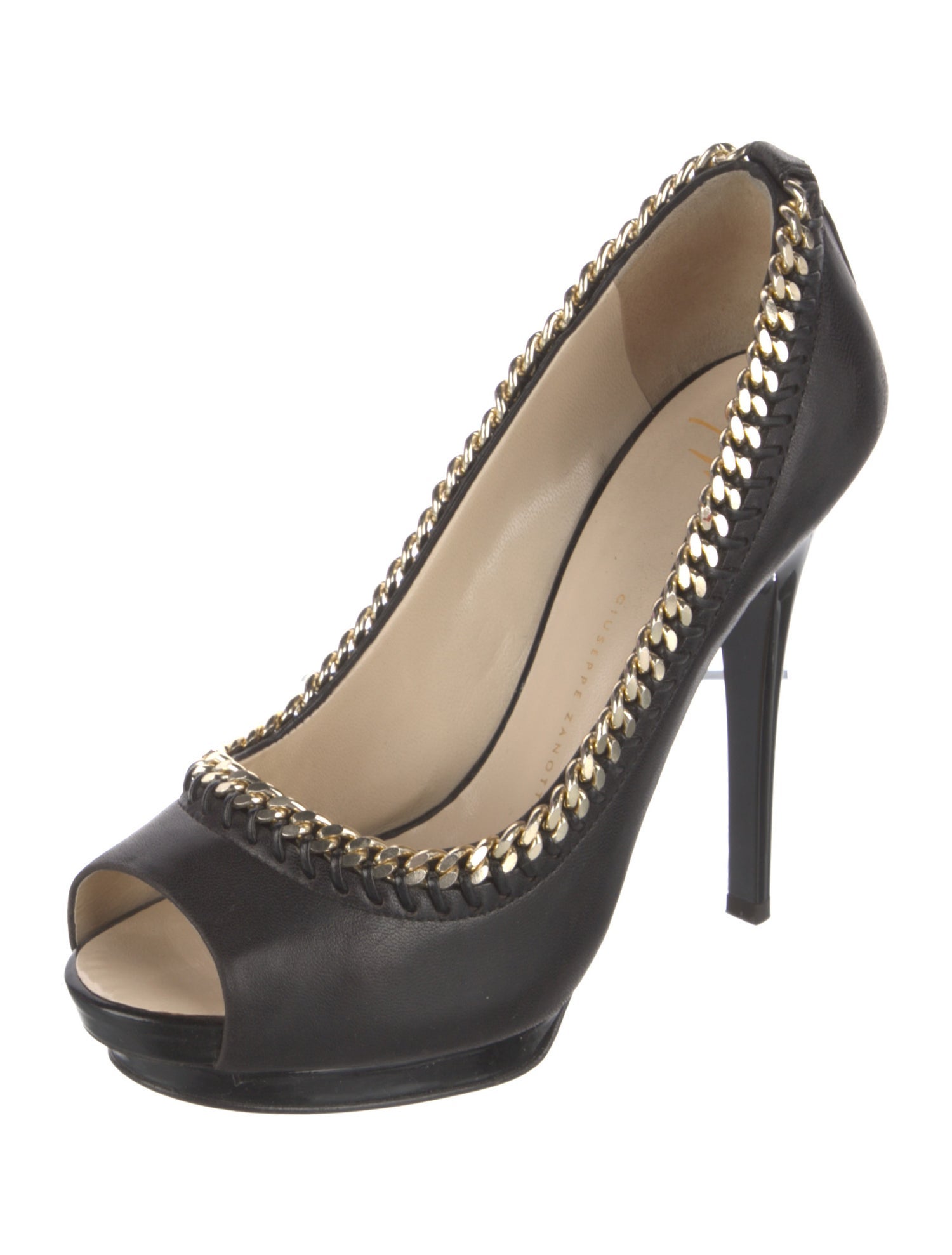 Giuseppe Zanotti Leather Chain-Link Accents Pumps