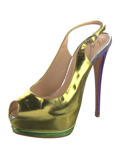 Giuseppe Zanotti Patent Leather Animal Print Slingback Pumps