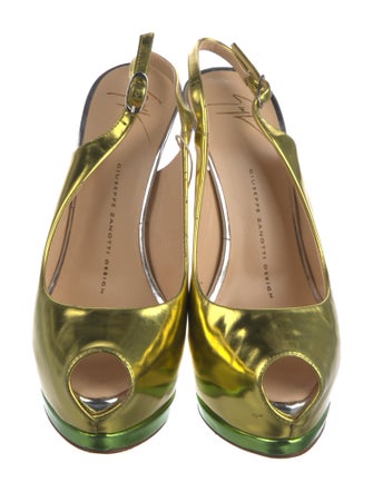 Giuseppe Zanotti Patent Leather Animal Print Slingback Pumps