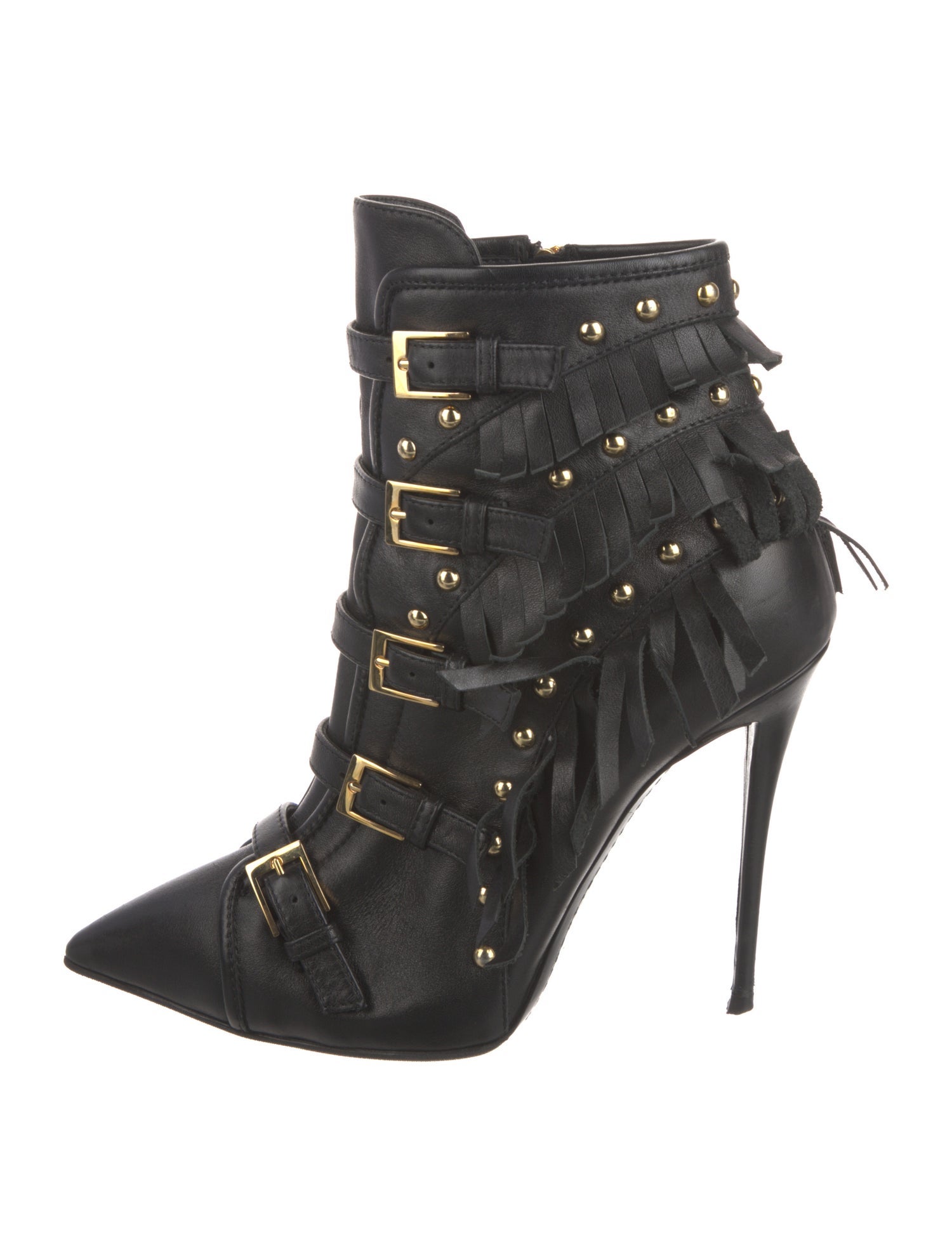 Giuseppe Zanotti Leather Studded Accents Lace-Up Boots