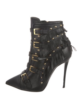 Giuseppe Zanotti Leather Studded Accents Lace-Up Boots