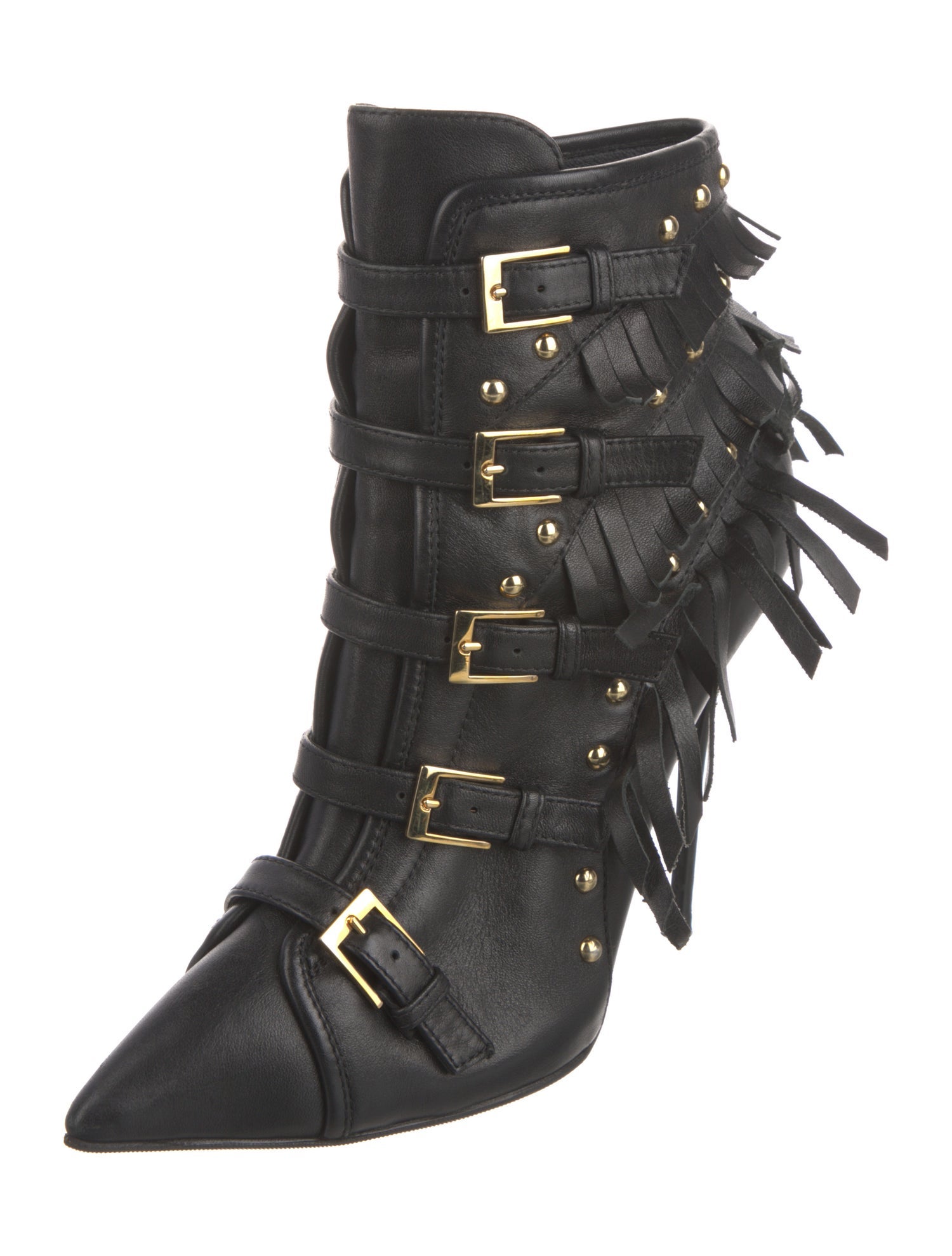 Giuseppe Zanotti Leather Studded Accents Lace-Up Boots
